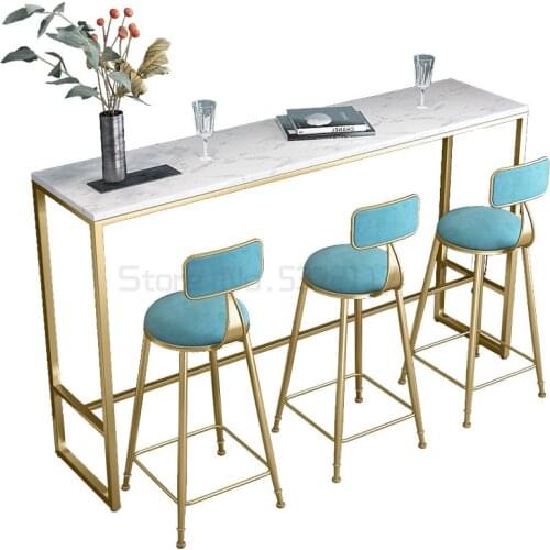 Nordic marble bar table and chair simple wall bar table outdoor balcony milk tea shop high foot table