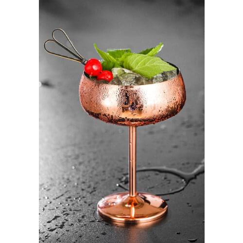 Stock copper plated stainless steel bar Cocktail glass red wine Cool Drinking Cup cold drink Cups Cocktail Whisks