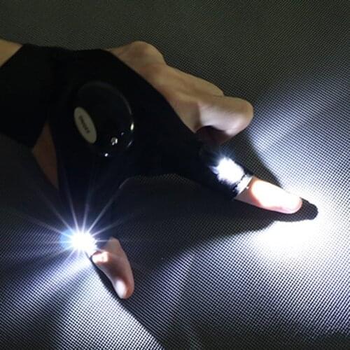 Night Light Waterproof Fishing Gloves with LED Flashlight Rescue Tools Outdoor Gear Cycling Durable Fingerless Gloves Dropship
