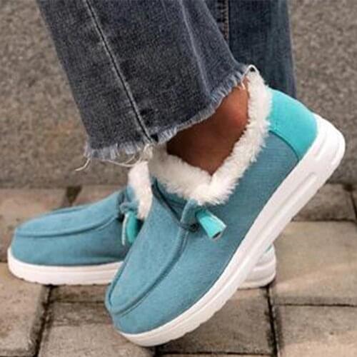 Women Casual Shoes Winter Snow Femme Shoes Warm Short Plush Flats Comfortable Fashion Plus Size Ladies Flat Shoes Winter