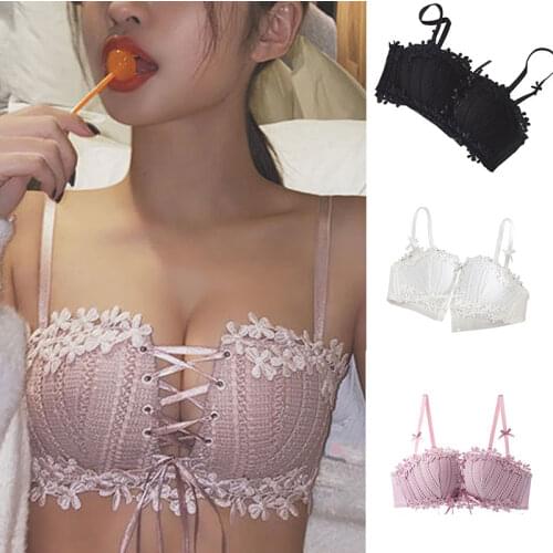 Womens Wirefree Bra Comfortable Breathable Push Up Adjustable Bra Deep V-neck Underwear H9