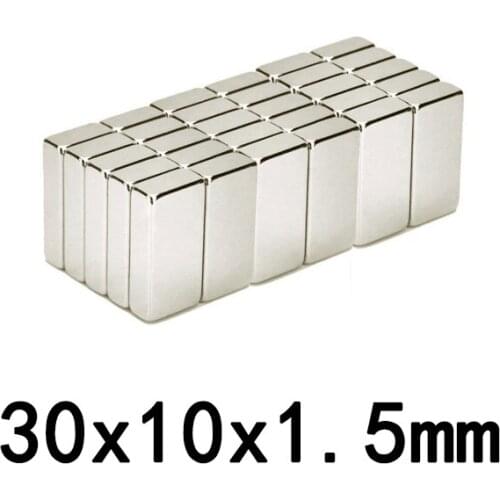 10-30pcs 30x10x1.5 Strong Quadrate Neodymium Magnet 30mm*10mm Powerful NdFeB Magnetic 30x10x1.5mm Rare Earth Magnets 30*10*1.5