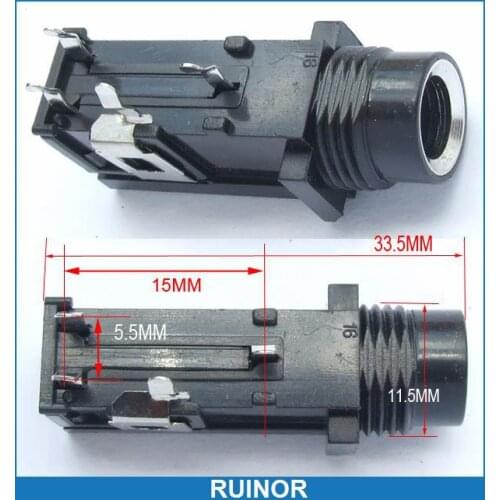 100pcs/lot 1/4" 6.35mm Stereo Jack Socket > Microphone Headset from ruinor
