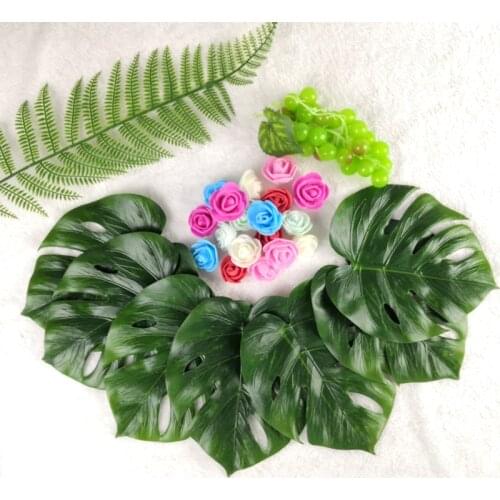 12Pcs Artificial Tropical Palm Leaves for Hawaiian Party Theme Decoration Supplies Birthday Jungle Safari Party Decorations Home