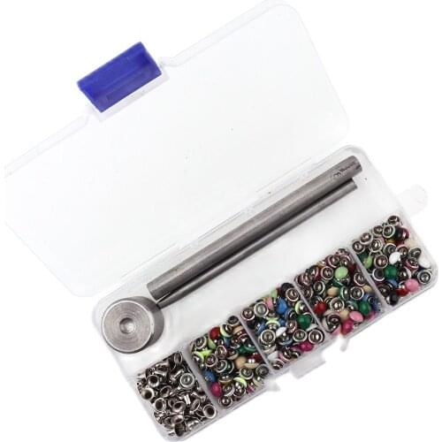 180sets Colorful Double Cap Rivet Metal Studs Leather Craft Rivets with 1set tool 8mm for DIY Craft Clothes Shoes Belts Decor