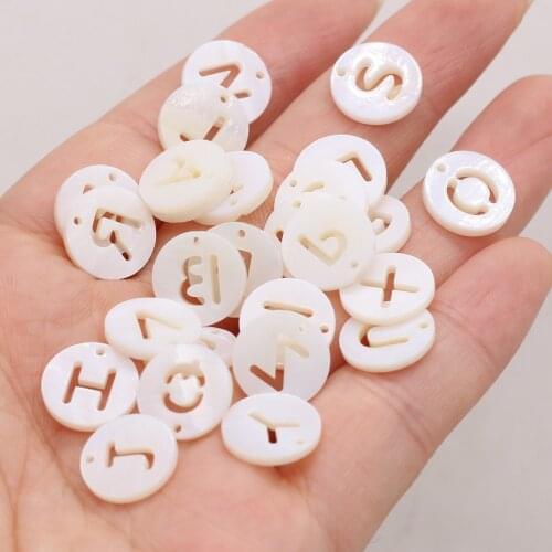 Hot Sale 2 Pcs High Quality Natural Shell Round Letters with Beads for Jewelry Making DIY Necklace Bracelet Accessories