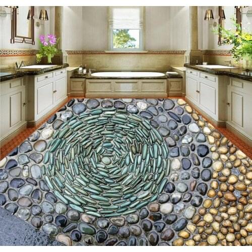 3d floor painting wallpaper Cobblestone ground stone 3d floor 3d bathroom wallpaper waterproof 3d flooring