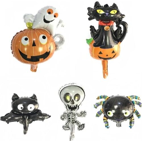 50pcs/lot Cartoon Halloween Pumpkin Spider Bat Mini Balloon Halloween Day Foil Air Balloons Party Decoration Kids Toys
