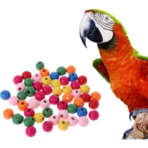 50Pcs/Bag Wooden Bird Parrot Bite Toy Multipurpose Colorful DIY Beads Decoration Accessories