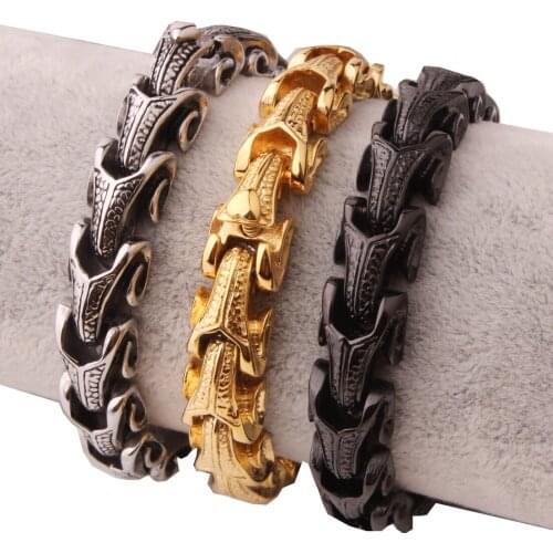 8.66'' Punk gothic Jewelry Pure 316L Stainless steel Biker dragon bone Link Chain Bracelet Mens Gifts