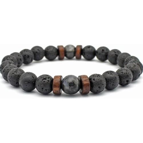8mm nd2343 elastic thread adjusted Charm black volcanic lava Bracelet Stone bead essential oils diffuser women men gift