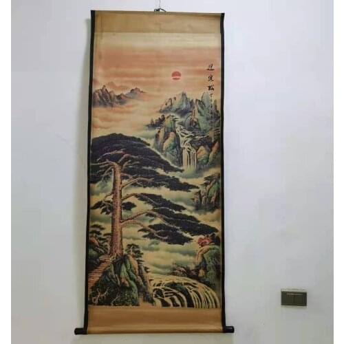 Antique calligraphy and painting Chinese painting Text & painting painting,Welcoming pine