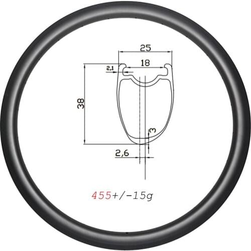 455g Asymmetric 38mm Deep Basalt Brake Carbon Rims 700C Clincher Tubeless 25mm Wide road V brake carbon wheel UD 3K 12K 16-32H