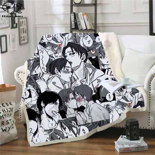 Throw blanket funny Sexy anime 3D printed Velvet Plush Blanket Bedspread Sherpa Blanket Couch Quilt Cover Travel 03