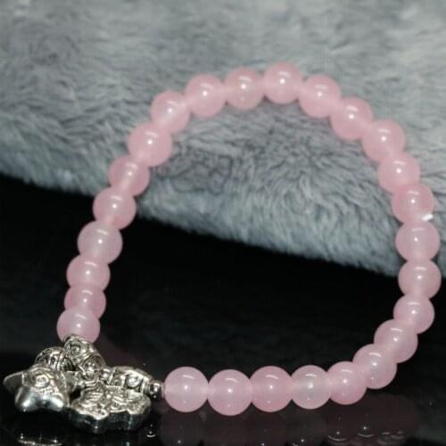 Natural Pink chalcedony stone crystal bracelets jades 6mm size for round beads women pretty jewelry 7.5inch B1941