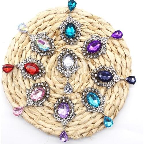 10Pcs 52*30MM Alloy Rhinestone Brooch Pendant Button Fashionable Gorgeous Wedding Party Holiday Creative Decoration Accessories