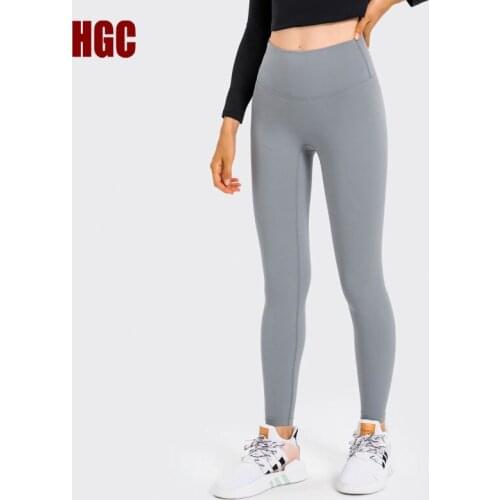 HGC Yoga Pants Womens High Waist Naked-feel Fabric Squat Proof Leggings Sport Fitness Elastic NO Front Seam Slim GYM Tights