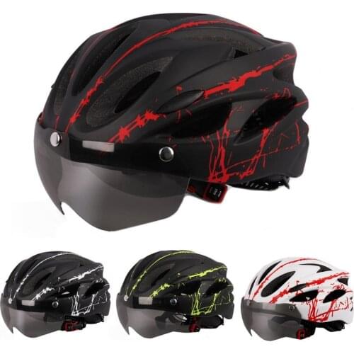 Wholesale Outdoor Road Mountain Bike Helmet with Riding Cycling Helmet with Visor Lens Sports Mtb Bicycle Helmet 54-62cm hot