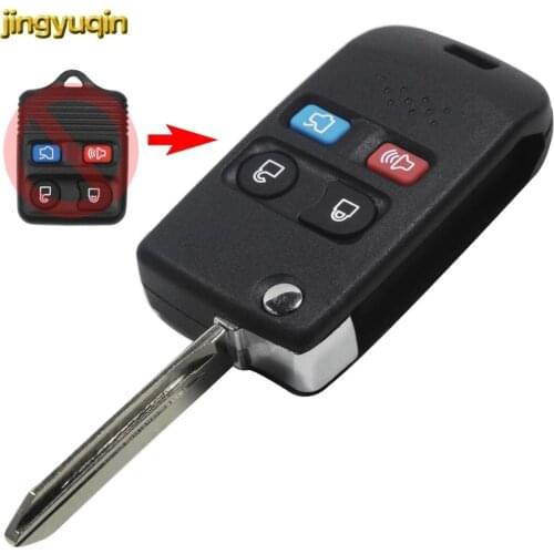 Jingyuqin 10pcs 4 Buttons Modified Remote Folding Flip Key Shell for Ford Crown Victoria Escape ExpeditionExplorer Sport