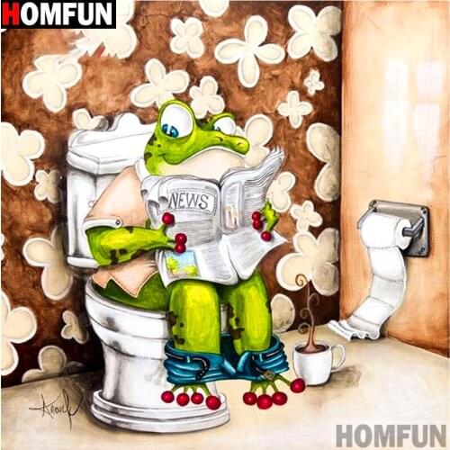 HOMFUN Full Square/Round Drill 5D DIY Diamond Painting "Toilet frog" 3D Embroidery Cross Stitch 5D Decor Gift A13083