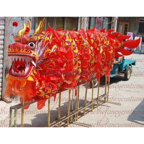 Chinese traditiona Culture 10m Length Size 5 silk print fabric 8 student DRAGON DANCE stage prop parade Folk Festival Costume