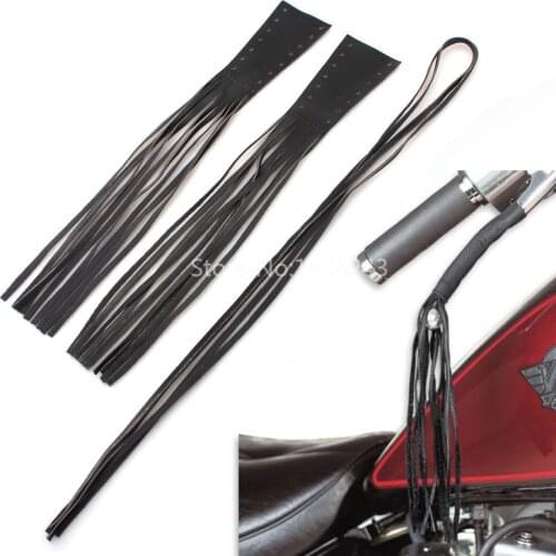 2pcs 12" Leather Motorcycle Accessories Brake Lever Fringe Covers Biker Black Clutch Fringe Long Tassels High Quality