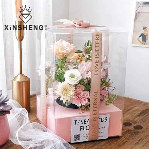 Creative Panoramic Rose Preserved Fresh Flower Transparent Packaging Gift Box party cookie candy bags christmas Valentine