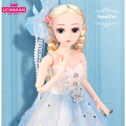 UCanaan 45CM Girls SD Dolls 1/4 BJD Doll 18 Ball Joints With Full Outfits Shoes Dress Wig Makeup Toys For Children