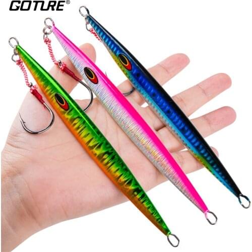 Goture 80g 100g 150g Metal Spoon Fishing Lure Slow Jig Hard Artificial Bait Vertical Jigging Lead Fish For Sea Big Game Fishing