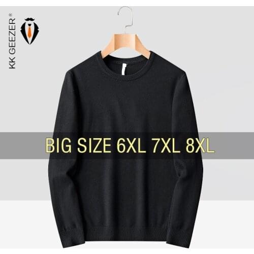 Men Sweater Pullover Oversized 5XL 6XL 7XL 8XL Vintage 2020 Knitted O-Neck Casual Sweaters Slim Fit Autumn Winter Warm Fashion
