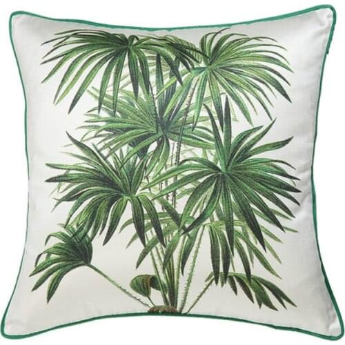 DUNXDECO Cushion Cover Decorative Pillow Case Imitation Silk Nordic Green Plants Musa Basjoo Leaf Throw Room Sofa Decoration