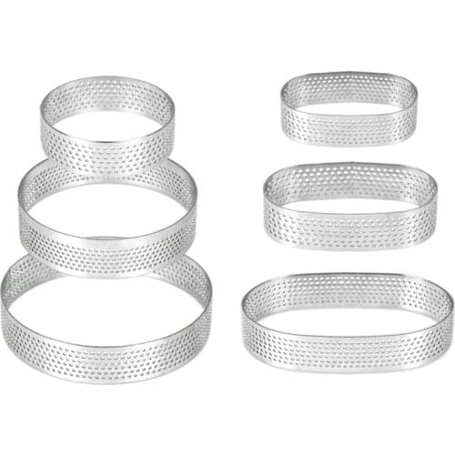 Stainless Steel Perforated Tart Rings,Heat-Resistant Porous Cake Mousse Molds,Non-Stick Bottom Tower Pie Cake Rings