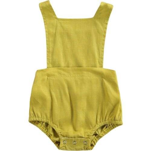 New Baby Girl’s Casual Suspender Romper Fashion Solid Color Button Adjustment Triangle Jumpsuits
