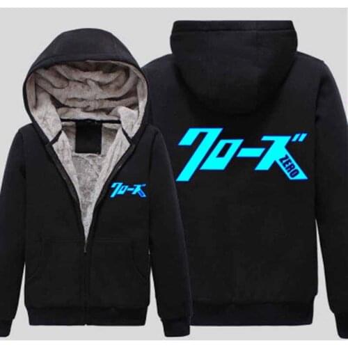 New winter Crows Zero hoodie Anime hooded Luminous Coat Men Women Thicken cotton Sweatshirt