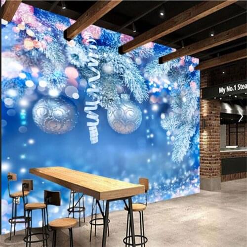 Papel de pared Christmas Branches Balls Snow photo New year wallpaper,living room tv sofa wall bedroom wall paper home decor