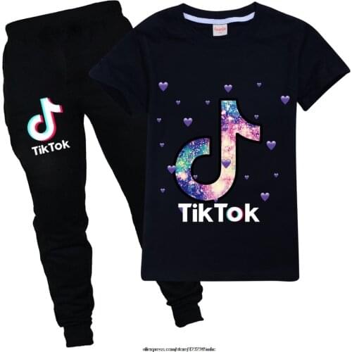 Tik Tok Boy Girl Clothes Cartoon T-shirts + Pants Clothing Toddler Christmas Outfits Kids Bebes Jogging Suits