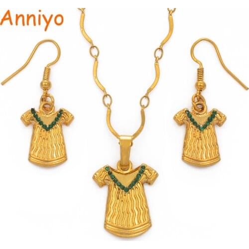 Anniyo Papua New Guinea Clothes-shape Pendant & Necklaces/Earrings PNG Style Wedding Jewelry sets #105406