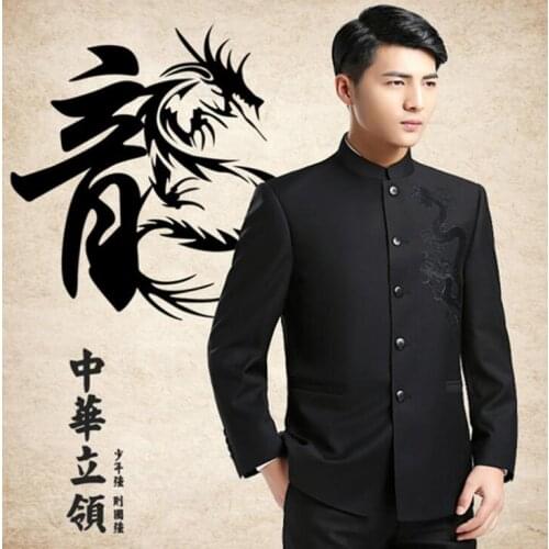 Blazer men formal dress latest coat designs chinese tunic suit men fashion wedding suits for mens stand collar grey business