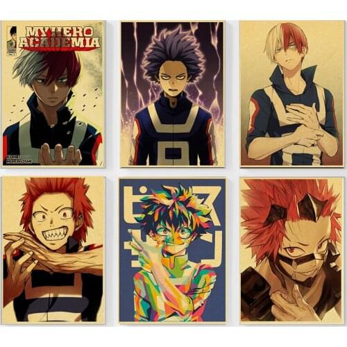 Japanese Anime Poster Retro Canvas Painting Cartoon Wall Painting Posters and Prints Children Bedroom Decoration Accessories