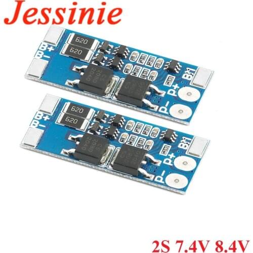 2PCS 2S 7.4V 8.4V 8A BMS 18650 Lithium Battery Charge Protection Board Equalizer Balanced BMS Charging PCB Module Overcharge