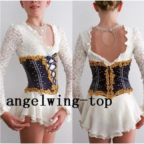 Competition skating dresses for girls white black custom figure skating dress women hot sale ice skating dresses free shipping