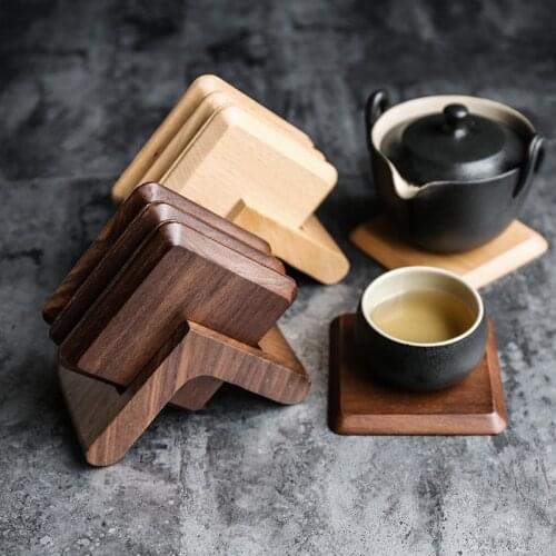 Natural Wooden Mug Coaster Coffee Tea Cup Coasters Set Insulation Mat Kitchen Placemat Bowl Pads Restaurant Table Accessories