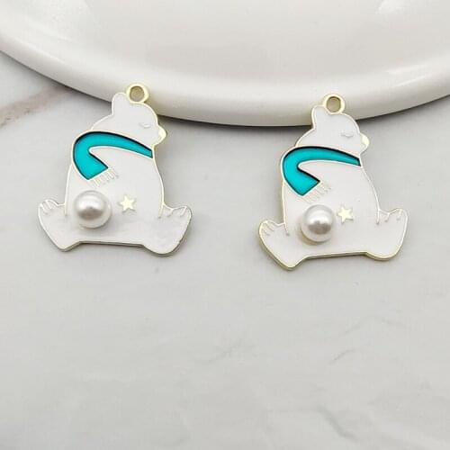 10 BULK Polar Bear Charms Cartoon Animals Collection DIY Jewelry Accessory Bee Girl Pendants for Bracelet Earrings Making JK28DH