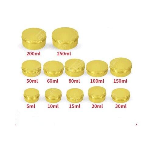 50pcs 5g 15g 20g 30g 50g 60g 100g 250g Aluminum Jars Empty Cosmetic Makeup Cream Lip Balm Gloss Metal Tin Containers Pot Can