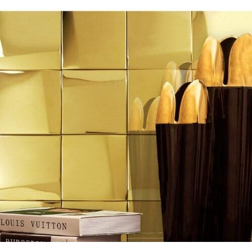 Luxury gold big square metail kitchen mosaic tile for home improvement KTV deco