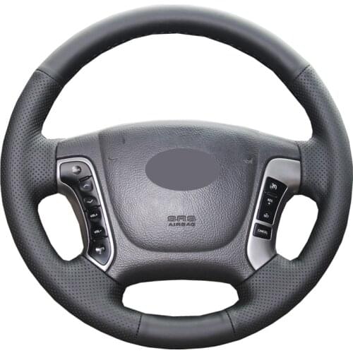 DIY Hand Sewing Car Steering Wheel Cover Wrap Leather Suede Volant For Hyundai Santa Fe 2006-2012 H-1 Starex 2006-2019 i800