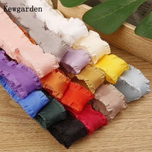 Kewgarden 25mm 38 mm 1" 1.5" Ruffle Elasticity Ribbons Handmade Tape DIY Hair Bow tie Accessories Webbing 10 Yards