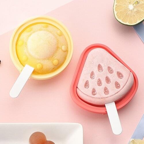 Silicone Ice Cream Mold with Lid Cute Shape Household Fruit Cream Mold Baby DIY Food Supplement Tool Kitchen Accessories