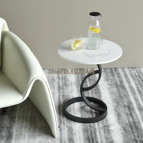 Nordic Corner Modern Simple Rock Board Round Living Room Side Small House Type Creative Small Round Table Sofa Leisure Round Tab