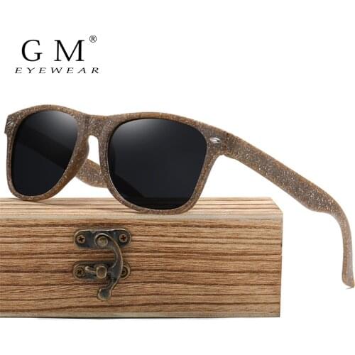 GM Wood Men Sunglasses Polarized UV400 Coffee Material Wooden Sun Glasses for Women Blue Green Lens Handmade Fashion Brand Cool